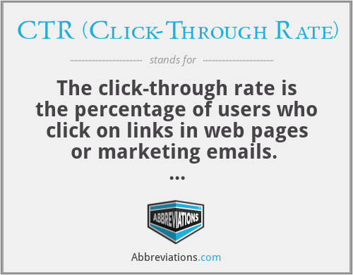 CTR (Click-Through Rate) - The click-through rate is the percentage of users who click on links in web pages or marketing emails. 

CTR is significant because it measures how many users are actively engaging with linked content on a site.